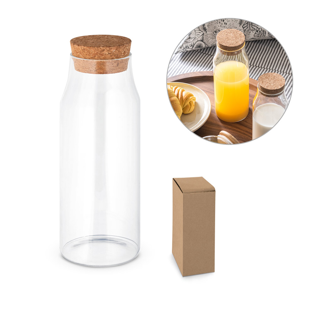 Borosilikatglasflasche mit Korkdeckel 1000ml - Grub