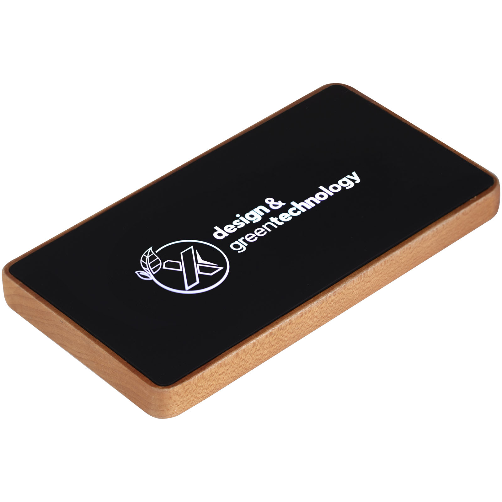 Antibakterielle hölzerne Powerbank mit beleuchtetem Logo - Fehmarn 