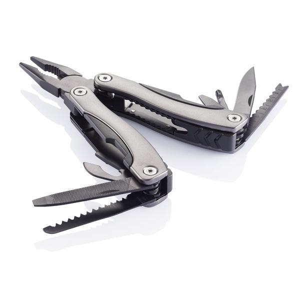 Schwarzes Multitool aus Edelstahl mit Aluminium eloxiertem Griff - Hüfingen 