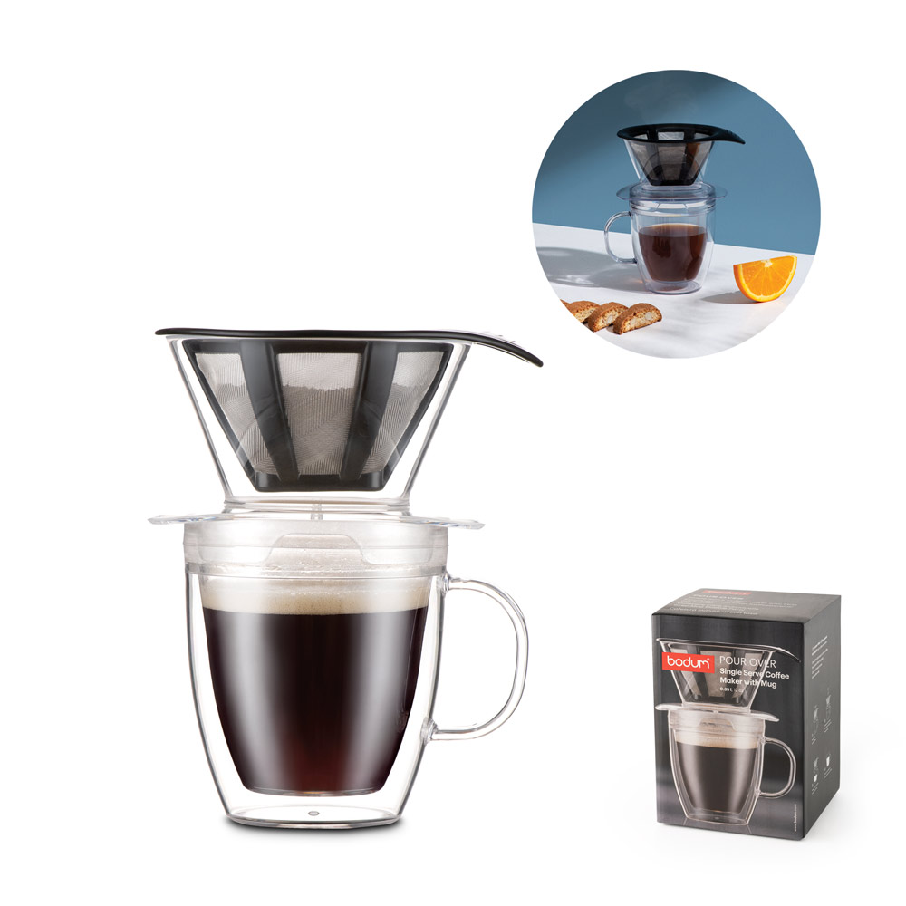 Doppelwandige Pour Over Kaffeemaschine und Tassen Set 350ml