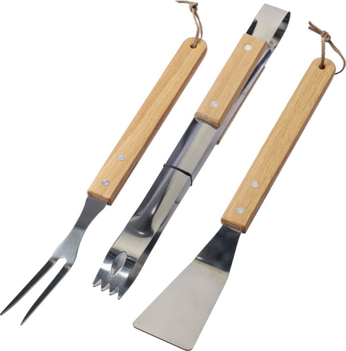 Edelstahl-Grillset mit Holzgriffen - Selm