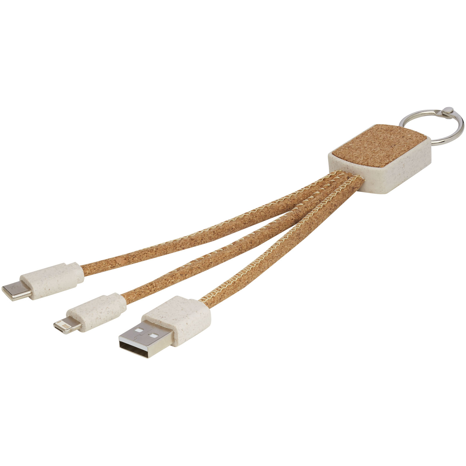 Nachhaltiges 3-in-1 Ladekabel aus Kork und Weizenstroh - Zwiesel